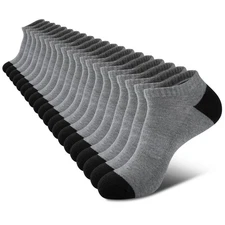 10 Pairs Mens Cushion Ankle Socks Men 10 Pack Low Cut Comfort Breathable Casu...
