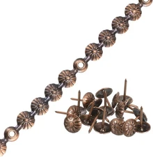 uxcell Upholstery Tacks Strips, 1Meter Flower Decorative Nail Trims Copper 