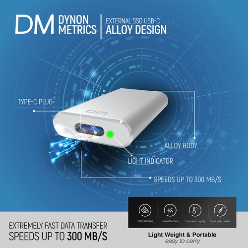External SSD – USB-C Portable SSD with Standard USB-A and C Cable – High-Stre... - 第 3/9 張圖片