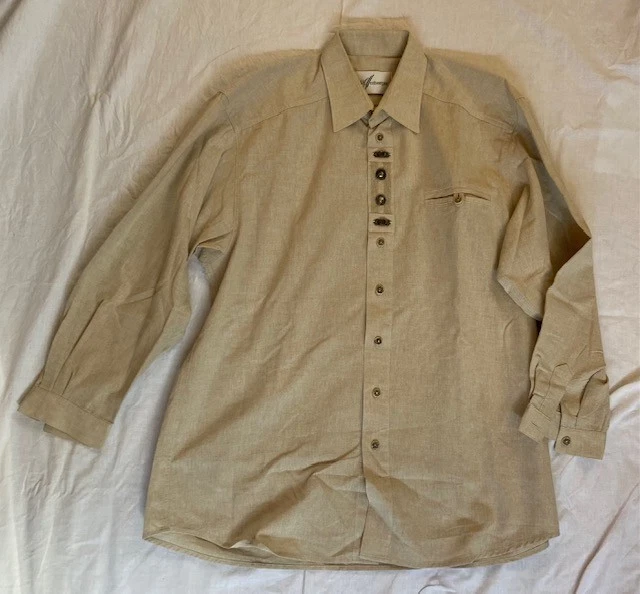 Arzberger Herrenhemd Gr.41 Beige Trachtenhemd Vintage Baumwolle XL - Bild 1 von 4
