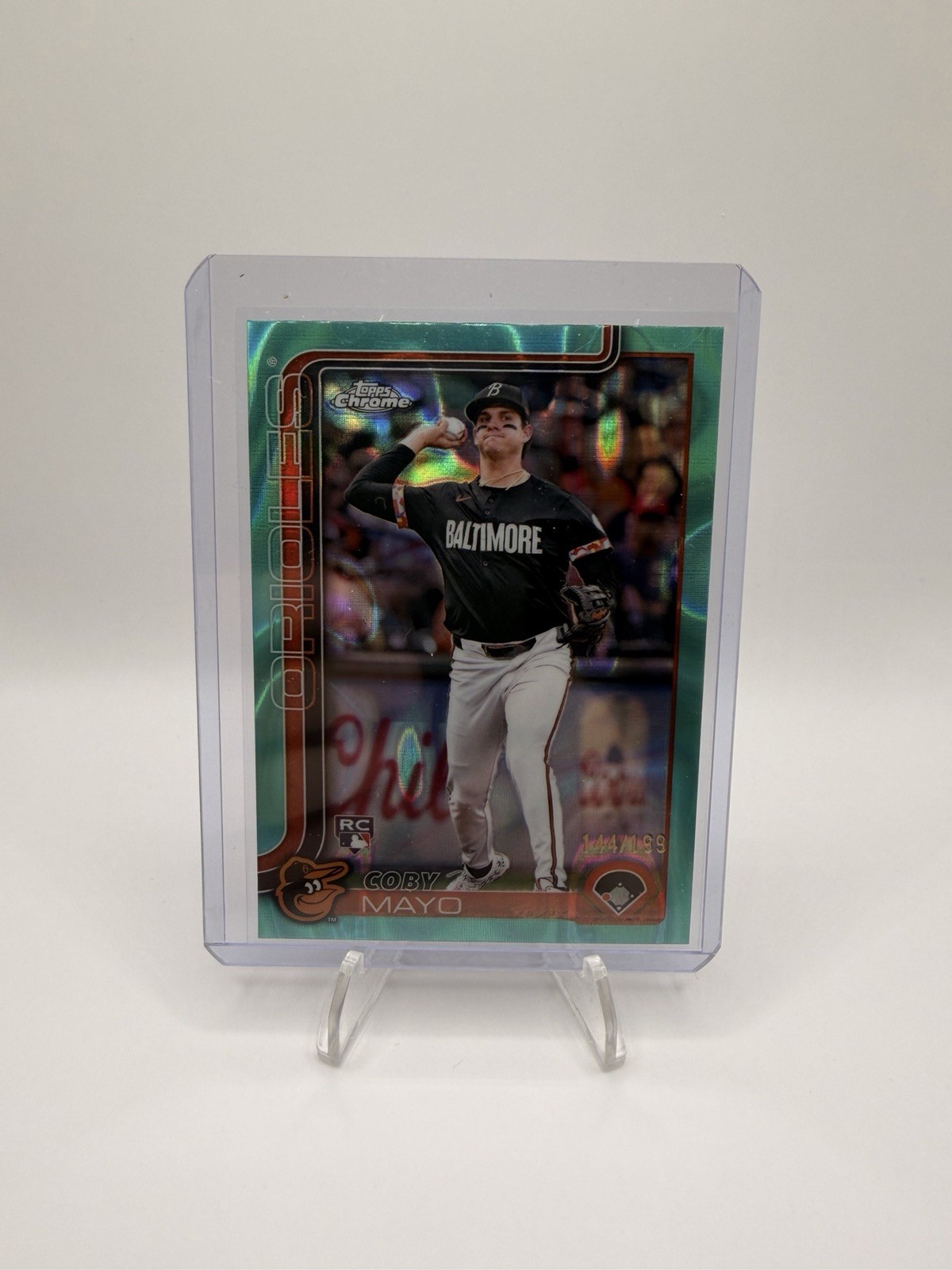 2025 Topps Chrome - Coby Mayo #120 Aqua Raywave Refractor /199 (RC)