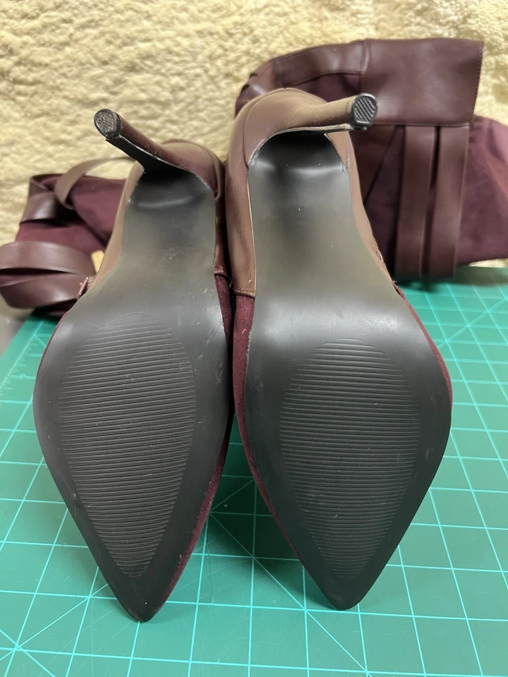 GERLDINE STRAPPY OVER THE KNEE BOOT - BURGUNDY -  REGULAR SZ 10 - Image 3 of 4