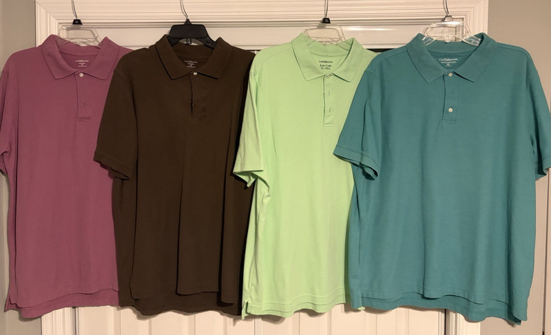 4 Croft & Borrow Men's Short Sleeve Shirts Sizes 2 XL- 2 LT Green/Brown/Mauve