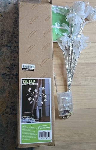 lightshare 12L LED lighted branch white flowers Battery Operated 3XAA - Picture 2 of 3