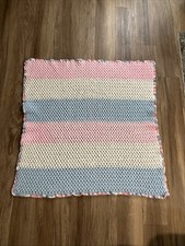 BEAUTIFUL HANDMADE CROCHET BABY BLANKET/AFGHAN PASTEL STRIPES  34 X 38
