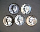1934,1`944,1945,1946,1946-D, GEORGE WASHINGTON  SILVER QUARTERS IN B.U.