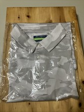 Ben Hogan Mens Gray  White Camo Print Short Sleeve Performance PoloShirt Medium