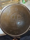 Griswold 704H Large Slant Logo No #8 ERIE Cast Iron Skillet W/ Heat Ring