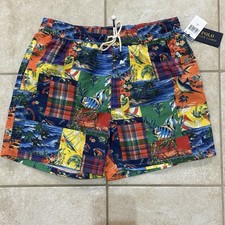 Polo Ralph Lauren Multicolor Print Drawstring Swim Shorts Trunks Men  s Patchwork