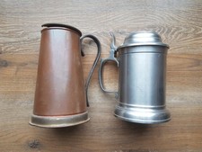 Lot bock chope roders pewter zinn étain cuivre objet ustensile cuisine vintage