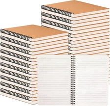 100 Packs A5 Spiral Lined Notebooks 8.3x5.5 Kraft Cover 120 Pages Bulk