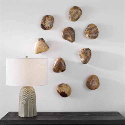 Uttermost Pebbles Contemporary Wood Wall Decor in Natural (Set of 9) - Picture 3 of 6