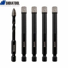 5pcs 8mm Diamond Drilling Core Bits Porcelain Tile Marble Hole Saw Positioning
