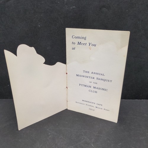 Pitman NJ Masonic Club 1913 Banquet Menu Die Cut Pretty Lady on Toboggan - Picture 4 of 17