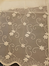 TWIN SIZE Lorraine BEIGE Daisy SHEER Scalloped Bed Skirt Dust Ruffle Embroidered