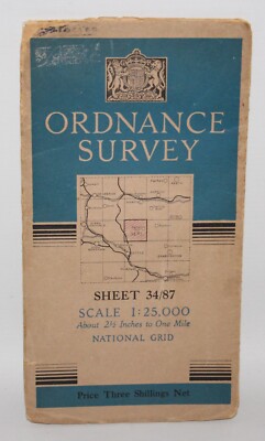 Ordnance Survey 2 1/2 Inch Cloth Map - Halton Gill, Sheet 34/87 - 1948