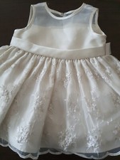 American Princess Baby Girls Formal Dress 6M Ivory w Lace Tulle Overlay flowers