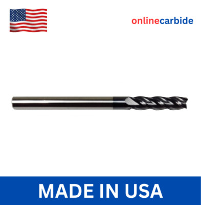 3/4'' Solid Carbide End Mill   4 Flute X/Long - TiAlN Coated   3'' LOC USA Made