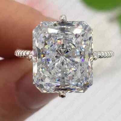 6,10 ct Moissanit-Kompass-Set Verlobungsring Ehering im Radiant-Schliff 9 K Weißgold