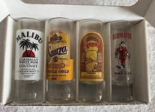 Luminarc Good Time Shot Glasses Spirits 4 Pack 4" Tall-Vintage-Original Box-New