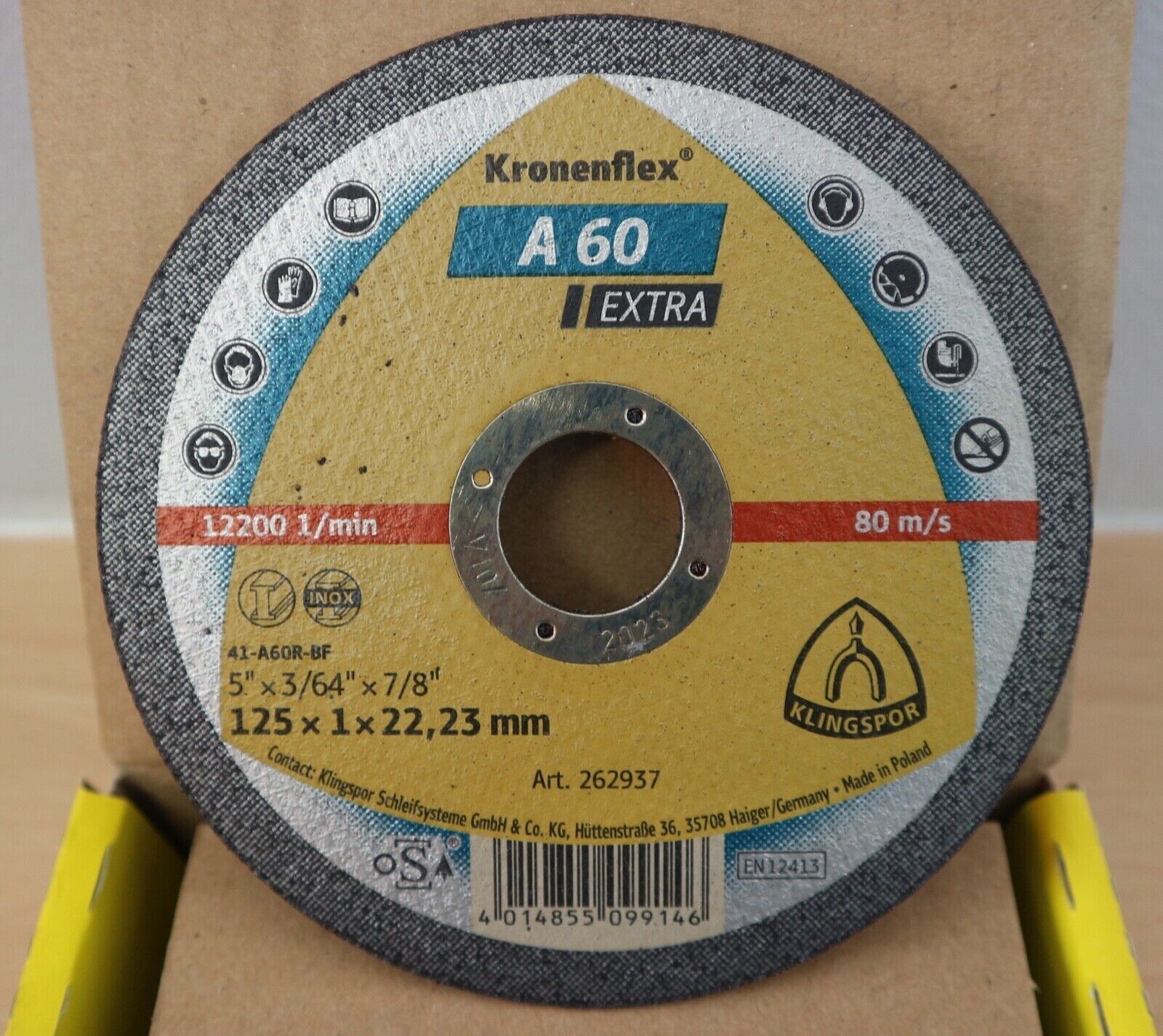 100 Klingspor 125 x 1mm Cutting Discs, Kronenflex Inox Thin Slitting