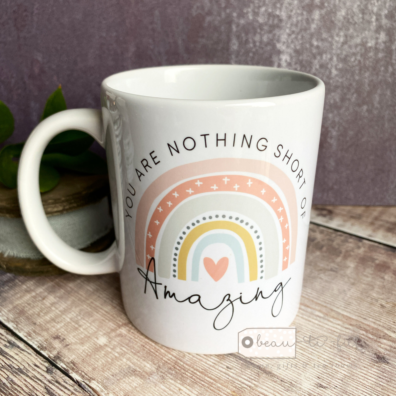 Personalised You Are Nothing Short Of Amazing... Pastel Rainbow Quote Mug Coffee