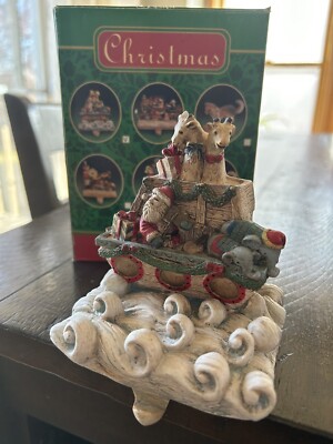 VINTAGE DOUBLE GLORY TAIWAN LTD SANTA NOAH'S ARK FIREPLACE STOCKING HOLDER