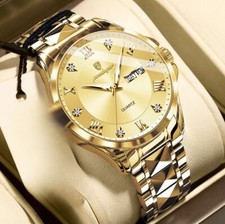 Mens Quartz Watch Stainless Steel Date Wristwatch 3 ATM Waterproof Luminous P883