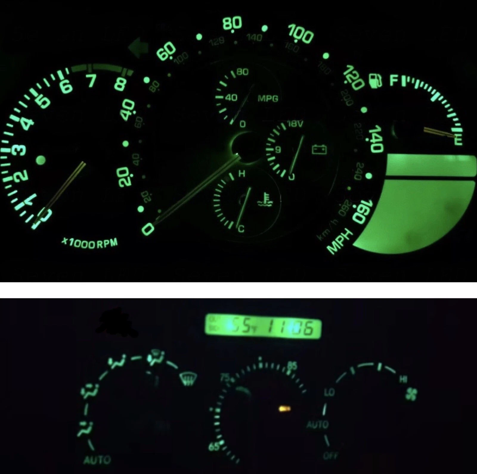 Green Cluster Led/ Climate Control Combo Bulb Kit for Lexus IS300 2001-2005