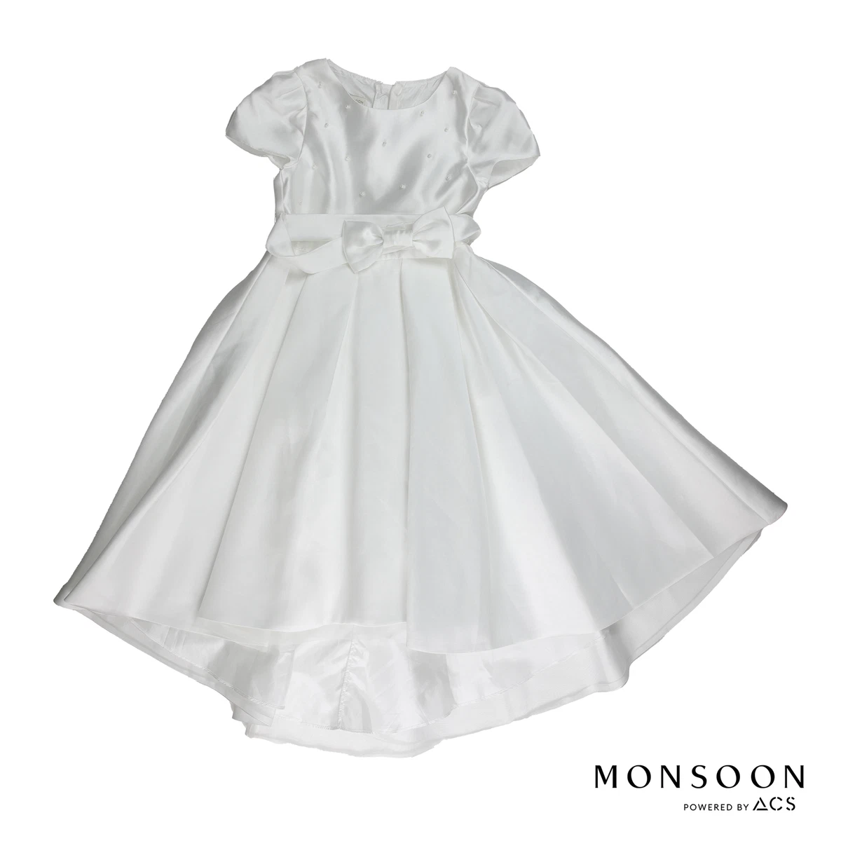 Monsoon Girls Henrietta pearl embellished communion dress white