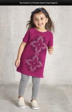 Tea Collection La Floresta Magenta Pink Short Slv Terry Tunic Dress Size 2 EUC
