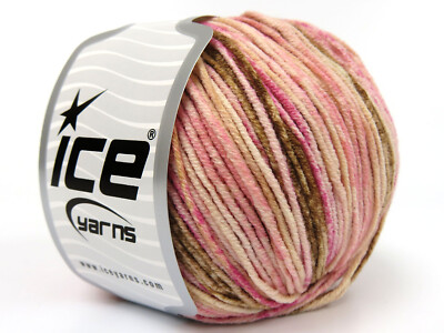 Lot of 8 Skeins Ice Yarns LORENA SPLASH (55% Cotton) Yarn Pink Shades Brown