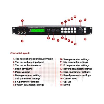 Depusheng X5 Digital Mixer Reverberator Microphone KTV Karaoke