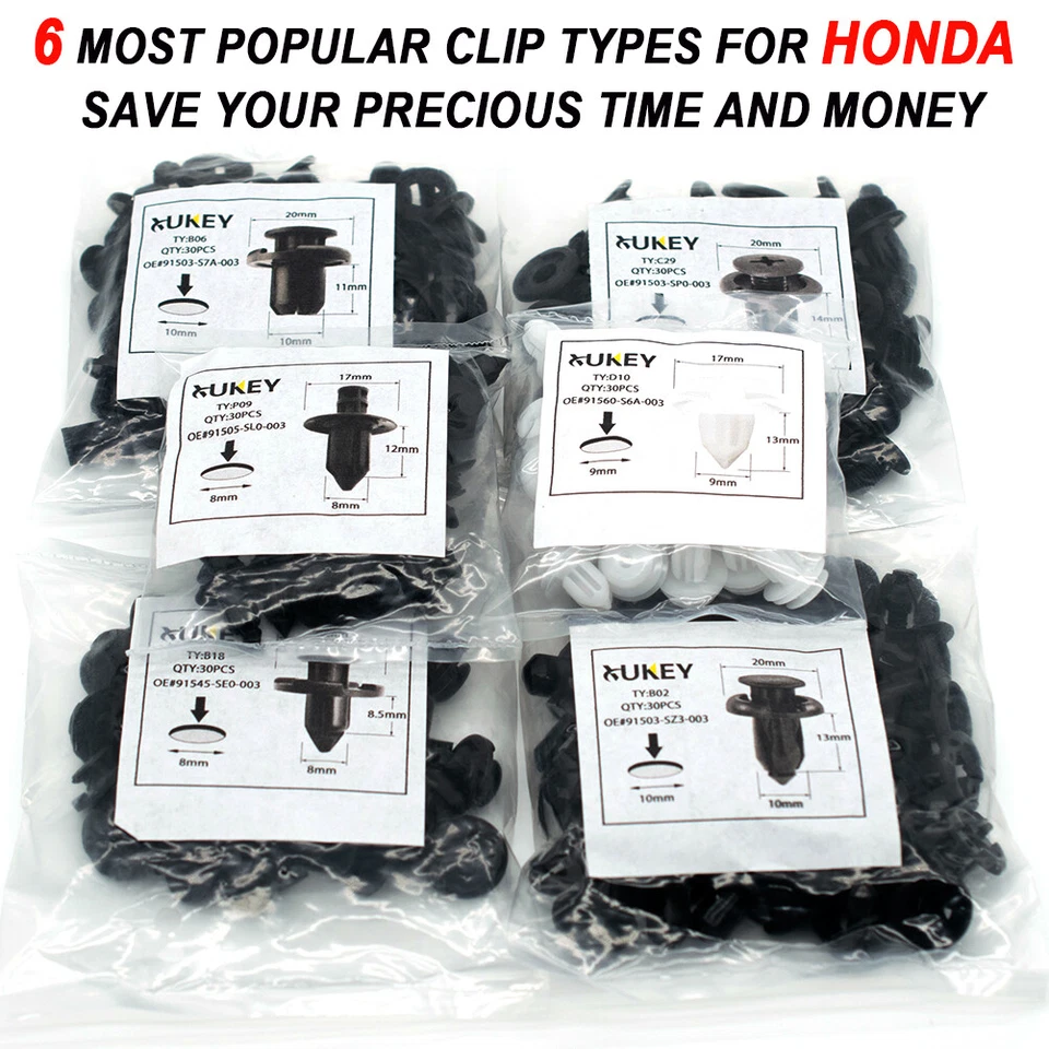 180x Trim Panel Clips Bumper Fender Fastener Push Rivets For HONDA CIVIC ACCORD  - image 3 of 4