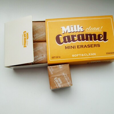 Set of 6 Milk Caramel Candy Novelty Erasers