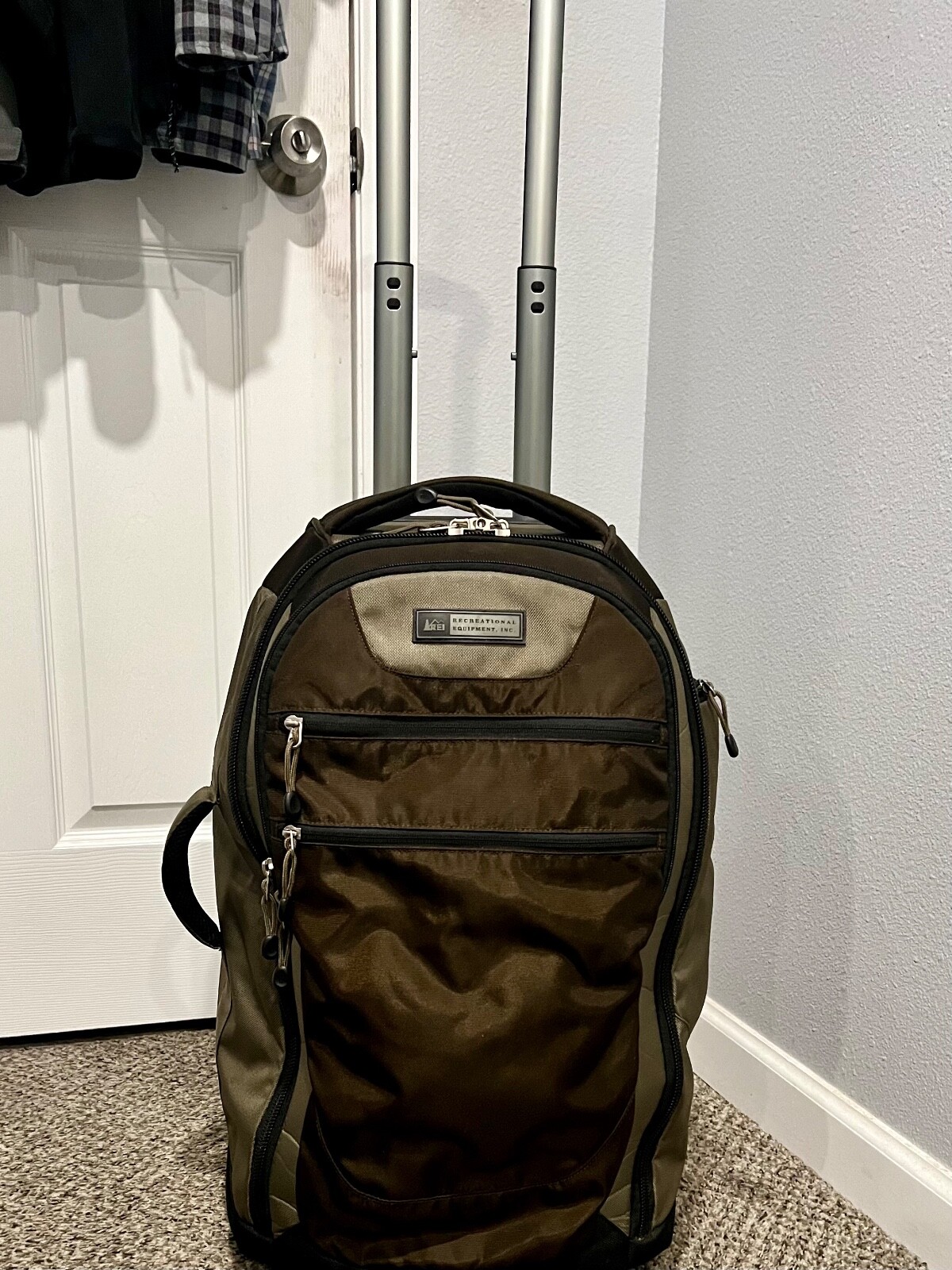 REI Rolling Duffle Luggage wheeled Backpack Luggae Carry On Bag Handle 22" Green