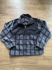 Pacific Trail Boys Fleece Full Zip Jacket Gray Black Plaid Medium 10/12 Youth