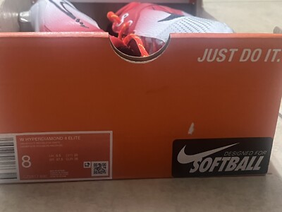 Nike Hyperdiamond 4 Elite CZ5917-600 Softball Cleats Women's Red White Size 8