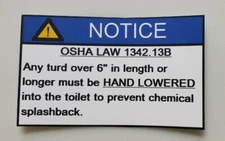 (Pack of 20) Osha Law 1342.13B  Turd Sticker OSHA Notice 5X