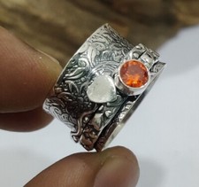 Garnet Ring 925 Sterling Silver Handmade Designer Spinner Ring Anniversary Gift
