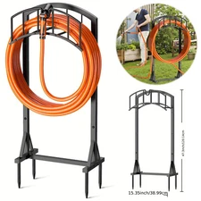 Heavy Duty Garden Hose Holder with 4 Spikes Freestanding Water Hose Storage Rack