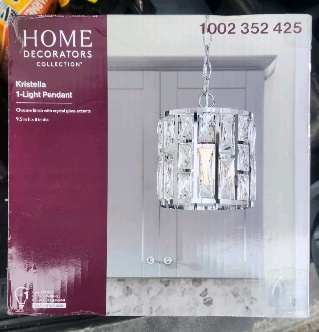 Home Decorators Collection Kristella 1-Light Chrome Crystal Pendant Light