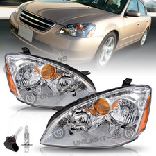 For 2002 2003 2004 Nissan Altima Sedan Halogen Headlights Headlamps Wbulbs Pair