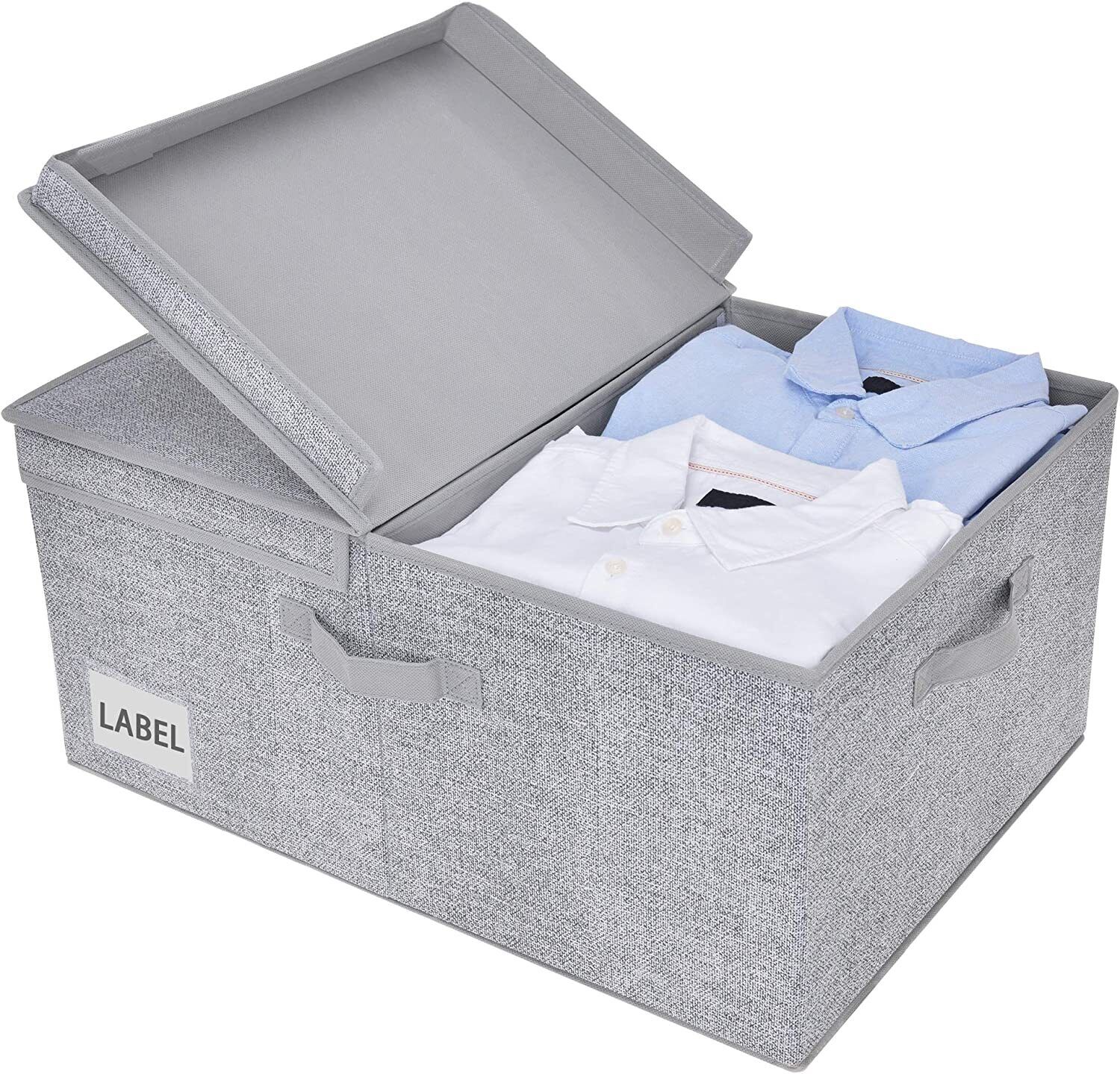 GRANNY SAYS Fabric Storage Bin with Lid, Decorative Storage Box for Closet Shelv