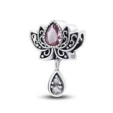 KUNSIR Retro Lotus Bead Charm 925 Sterling Silver Protection Charms Boho Jewelry