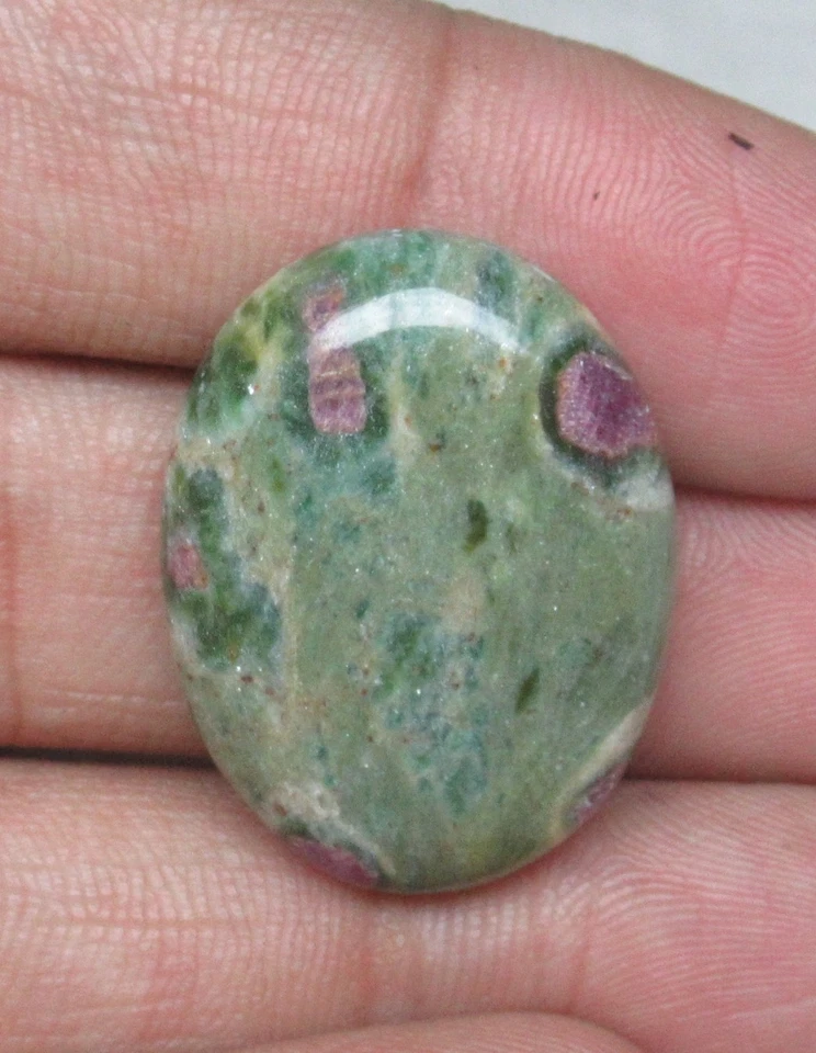 35.80 Cts Natural Ruby Fuchsite Cabochon Oval Shape Loose Gemstone E 59 - Image 3 of 3