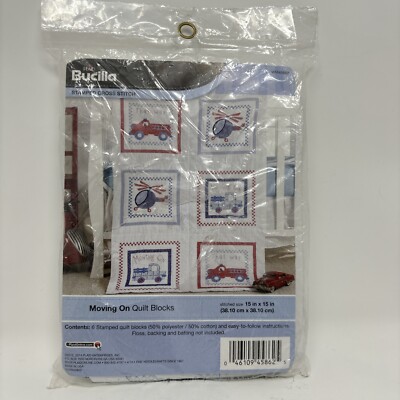 Bucilla -Moving On Quilt Blocks - Stamped Cross Stitch - 6 Blocks 15''x15''