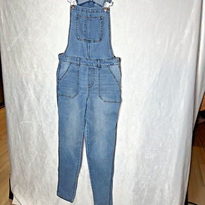 No Boundaries Juniors Size M (7/9) Denim Jeans Overalls Side Zip