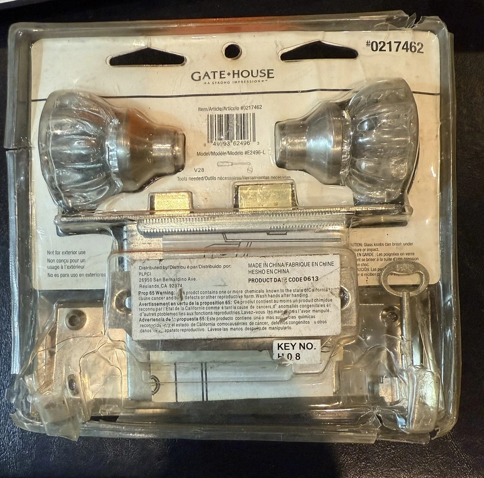 Gate House Crystal Glass Mortise Lock Set Antique Doorknobs w/ Key (Nickel)A0111 - Image 4 of 4