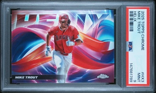 147681789 Mike Trout 2025 Topps Chrome #HX-3 Helix SSP PSA 9
